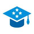 Icono de gorro de egresado azul