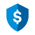 Icono de escudo financiero azul